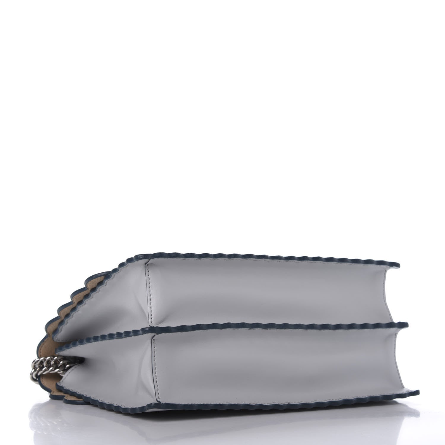Fendi Vitello Liberty Scalloped Studded Kan I Shoulder Bag Grigio Perla 5 of 11