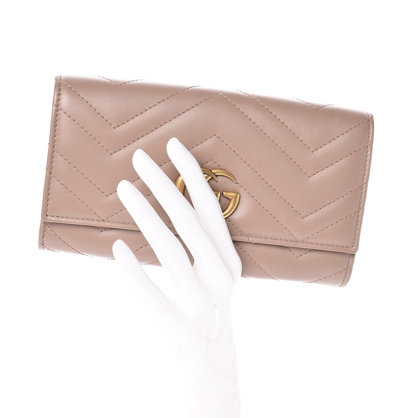 Calfskin Matelasse GG Marmont Continental Wallet Porcelain Rose
