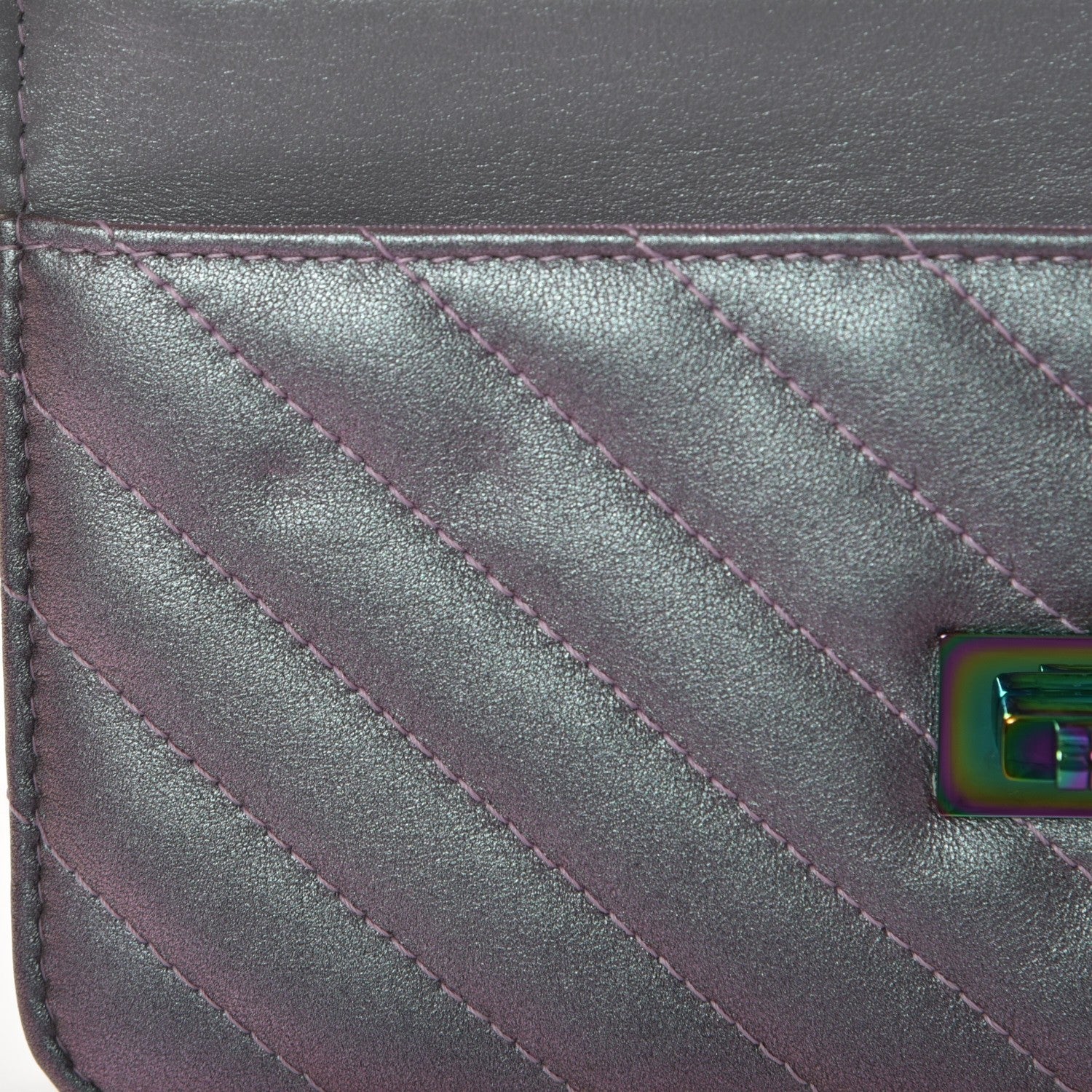 Chanel Iridescent Lambskin Chevron Quilted Reissue Wallet On Chain WOC Light Purple 9 of 9
