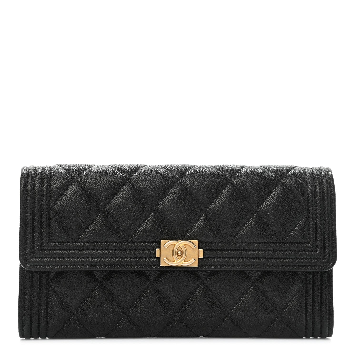 Chanel Caviar Quilted Long Boy Flap Wallet Black 1 of 9