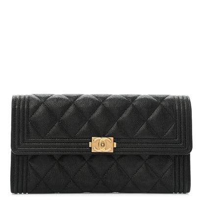 Chanel Caviar Quilted Long Boy Flap Wallet Black 1 of 9