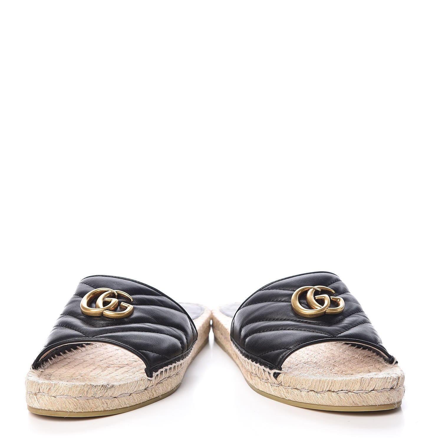 Gucci Nappa Matelasse GG Marmont Espadrille Slide Sandals 40.5 Black 6 of 12