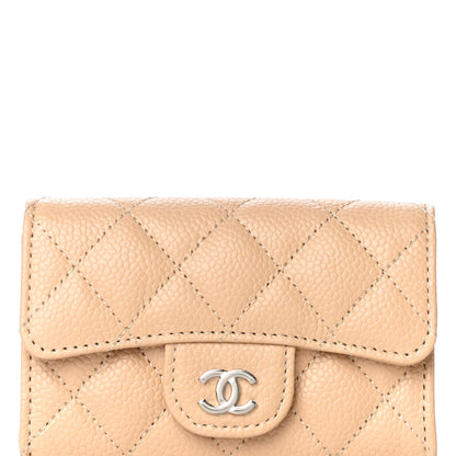 Chanel Caviar Quilted Flap Card Holder Wallet Beige 9 of 12