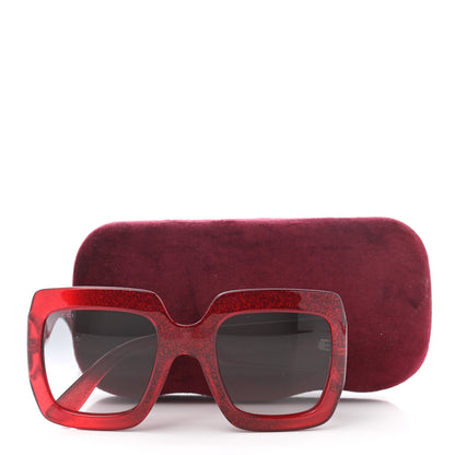 Gucci Acetate Square Frame Sunglasses GG0053S Glitter Red 11 of 11