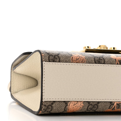 Gucci GG Supreme Monogram Berry Textured Dollar Calfskin Small Padlock Shoulder Bag Beige Ebony Light Copper Mystic White 8 of 9