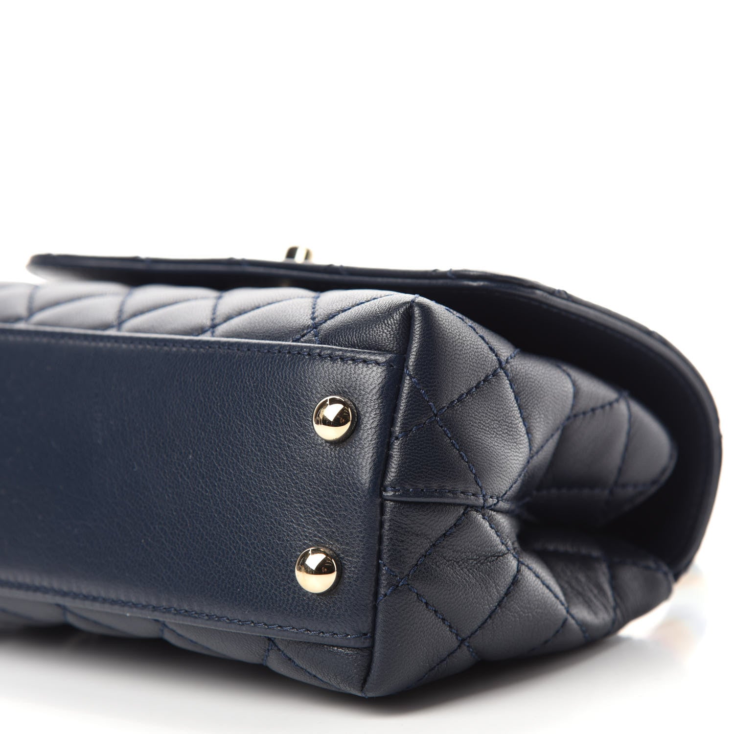 Chanel Goatskin Quilted Extra Mini Rainbow Coco Handle Flap Navy Blue 7 of 13
