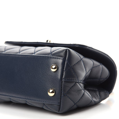 Chanel Goatskin Quilted Extra Mini Rainbow Coco Handle Flap Navy Blue 7 of 13