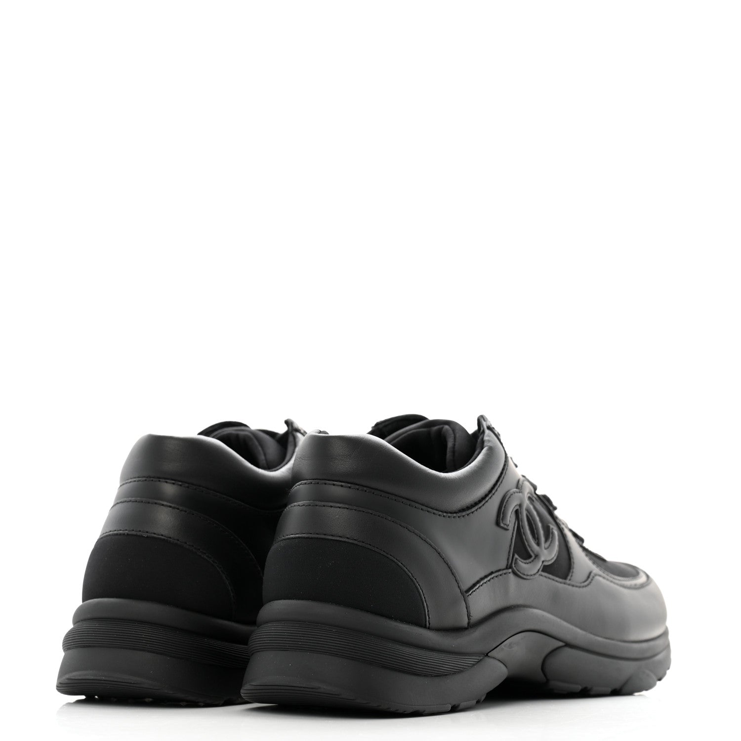 Chanel Lambskin Fabric CC Uniform Mens Sneakers 40 Black 6 of 10