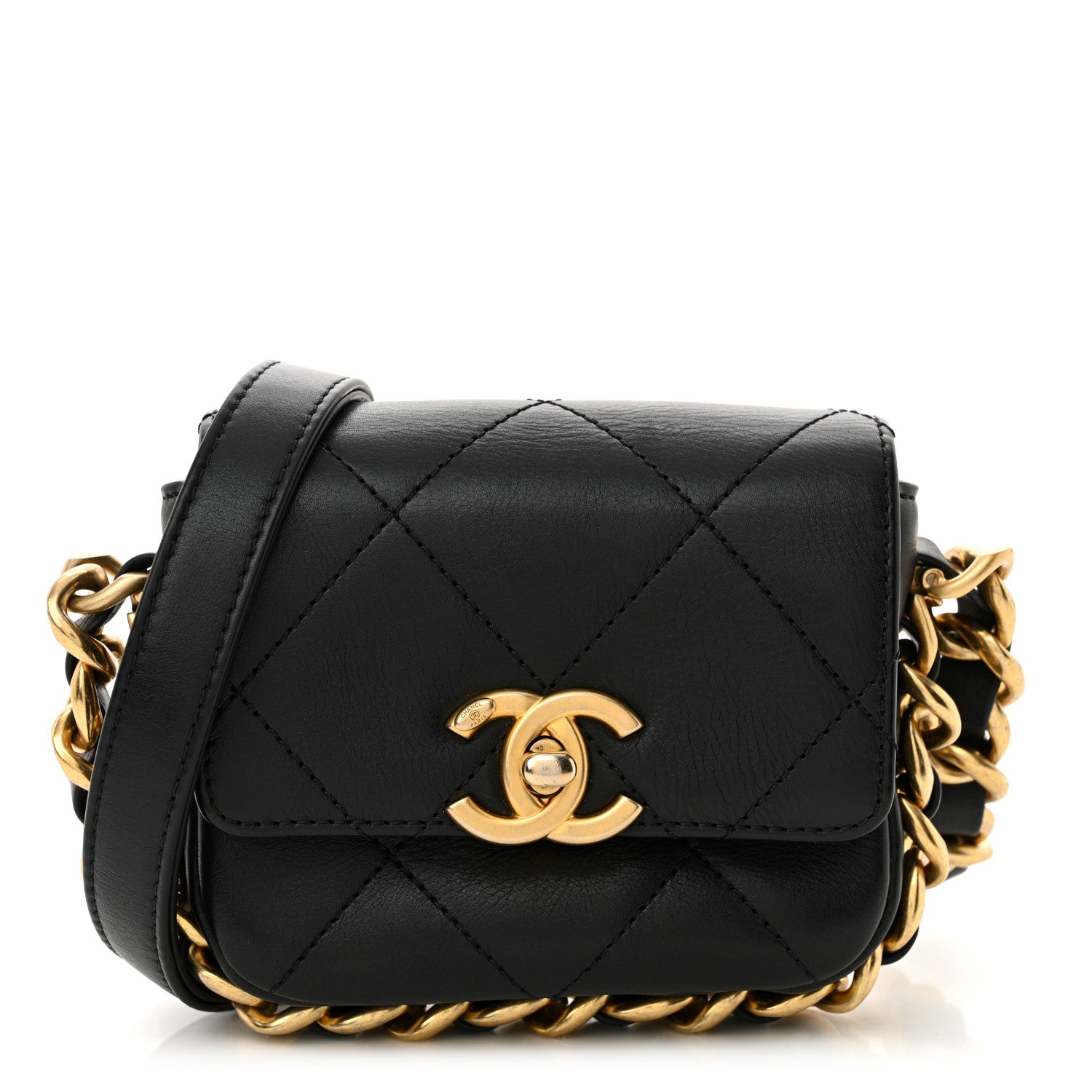Chanel Calfskin Quilted Mini Framing Chain Bag Black 1 of 11