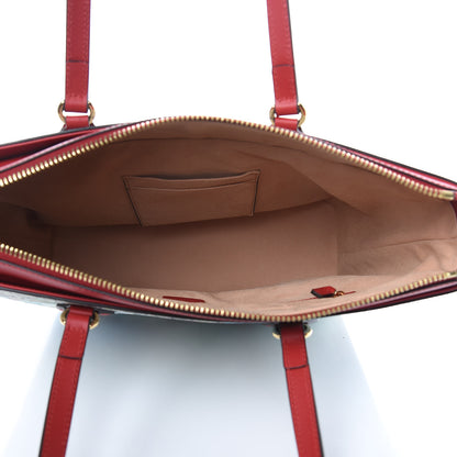 Gucci GG Supreme Monogram Blooms Medium Zippered Bucket Tote Beige Blue Navy Hibiscus Red 5 of 10