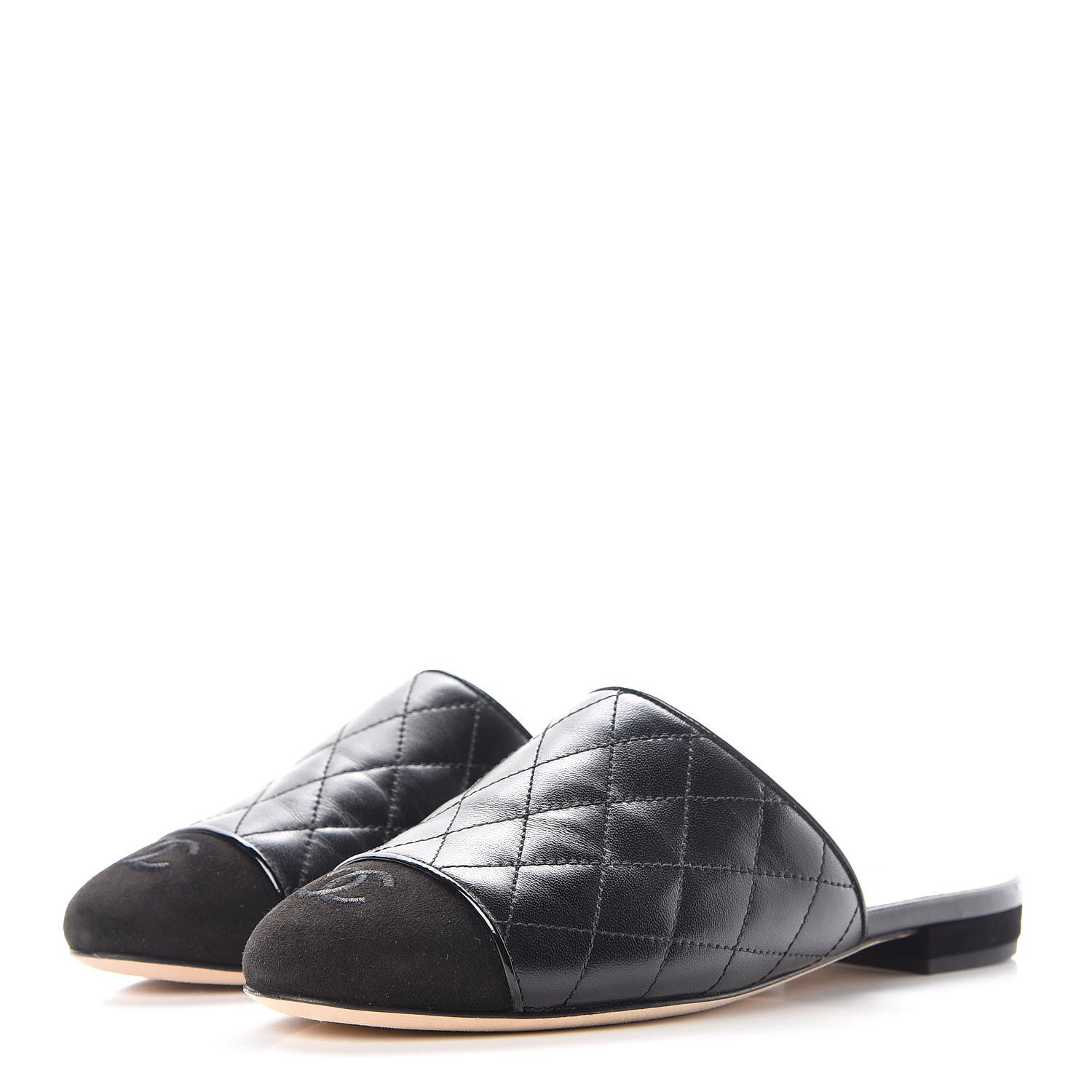 Chanel Lambskin Suede Quilted Mules 36 Black 3 of 9