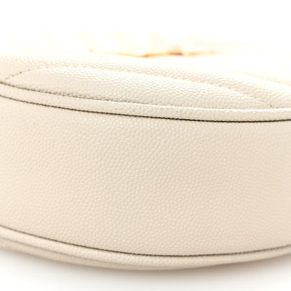 Saint Laurent Grain De Poudre Matelasse Chevron Quilted Round Vinyle Camera Bag Crema Soft 10 of 12