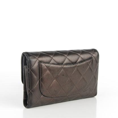 Chanel Metallic Lambskin Quilted Large Flap Wallet Bronze 3 of 8