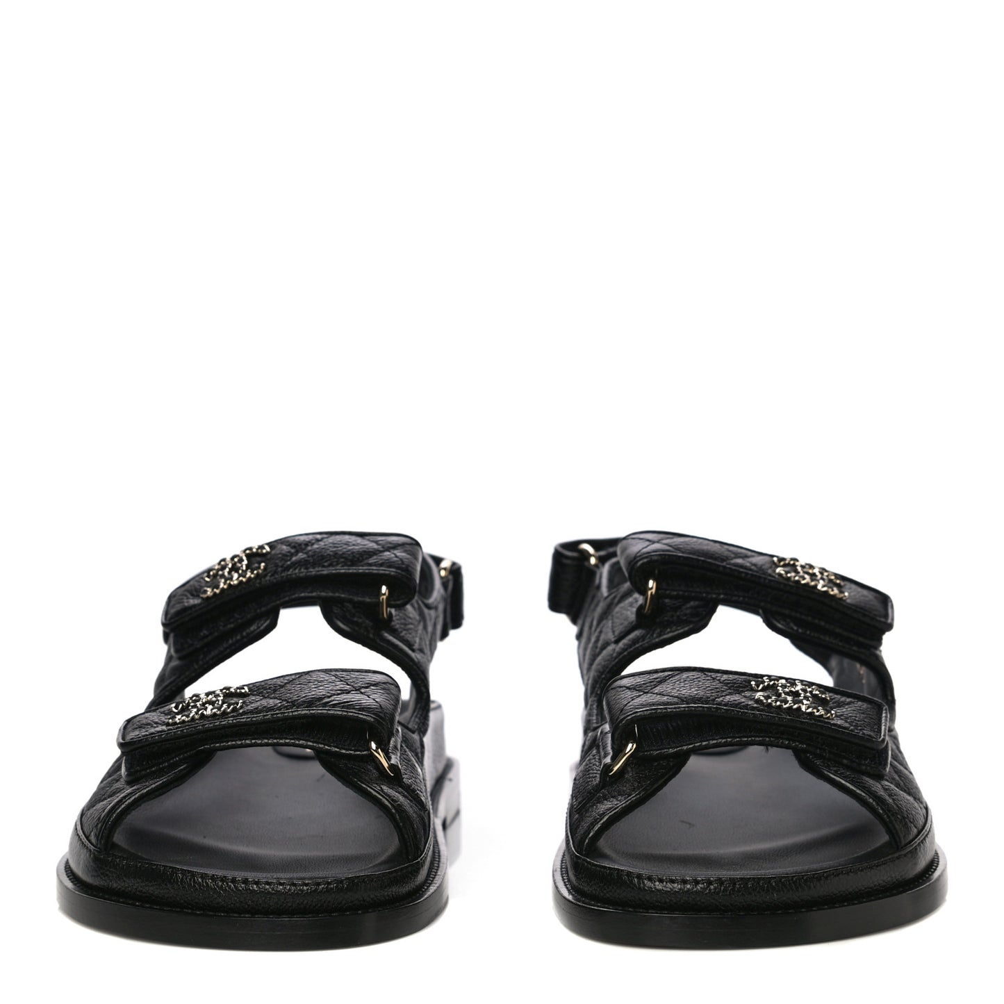 Grained Calfskin Velcro Dad Sandals 40 Black