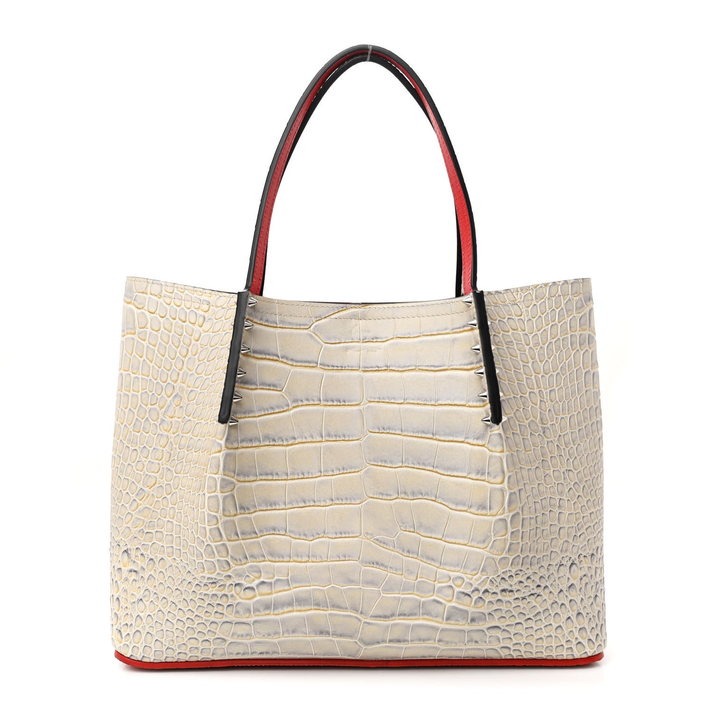 Crocodile Embossed Calfskin Tropic Spiked Small Cabarock Shopper Tote Studio Goose