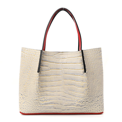 Christian Louboutin Crocodile Embossed Calfskin Tropic Spiked Small Cabarock Shopper Tote Studio Goose 1 of 12