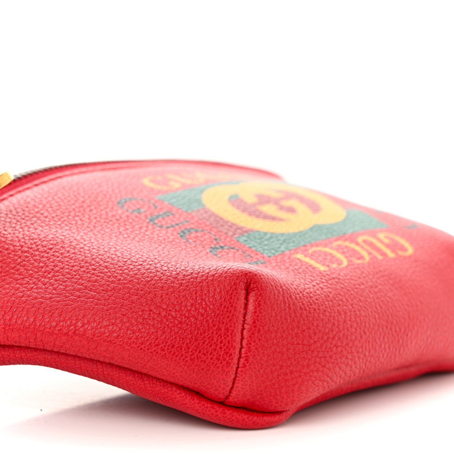 Grained Calfskin Small Logo Belt Bag Hibiscus Red