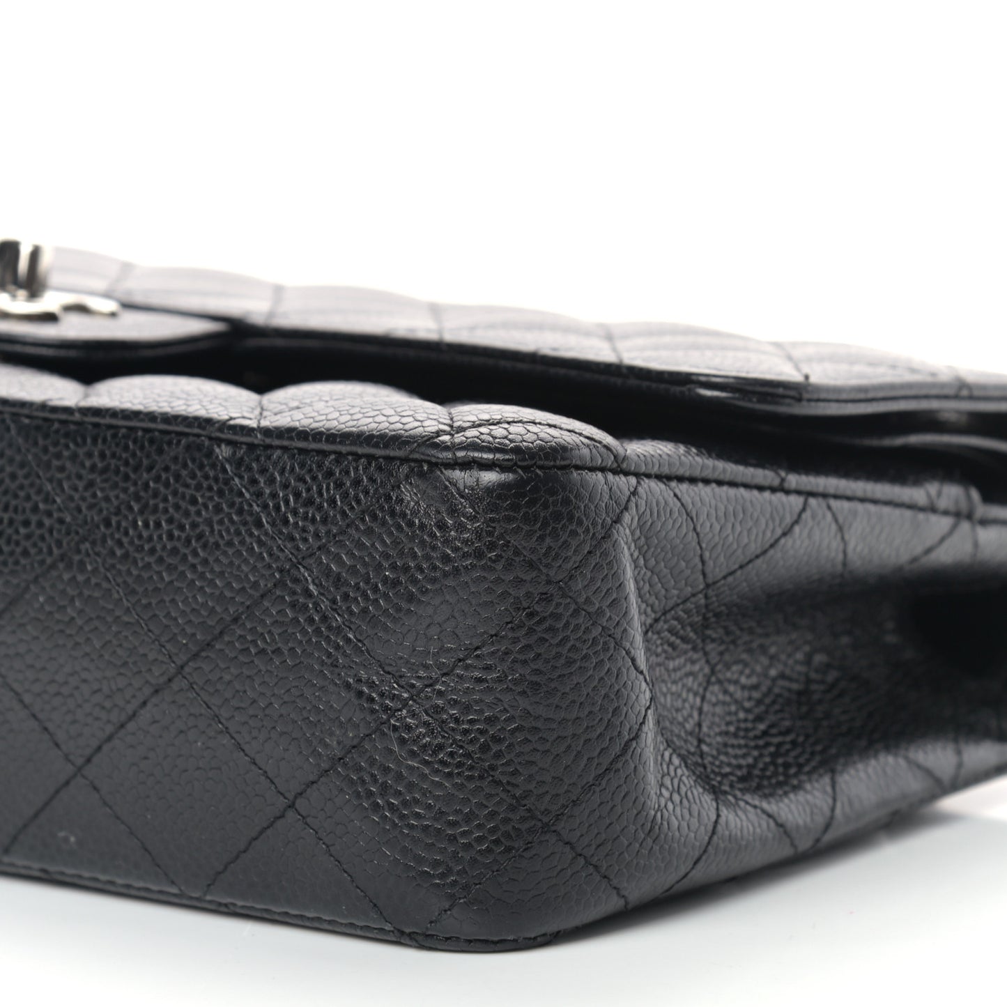 Caviar Quilted Medium Double Flap Black