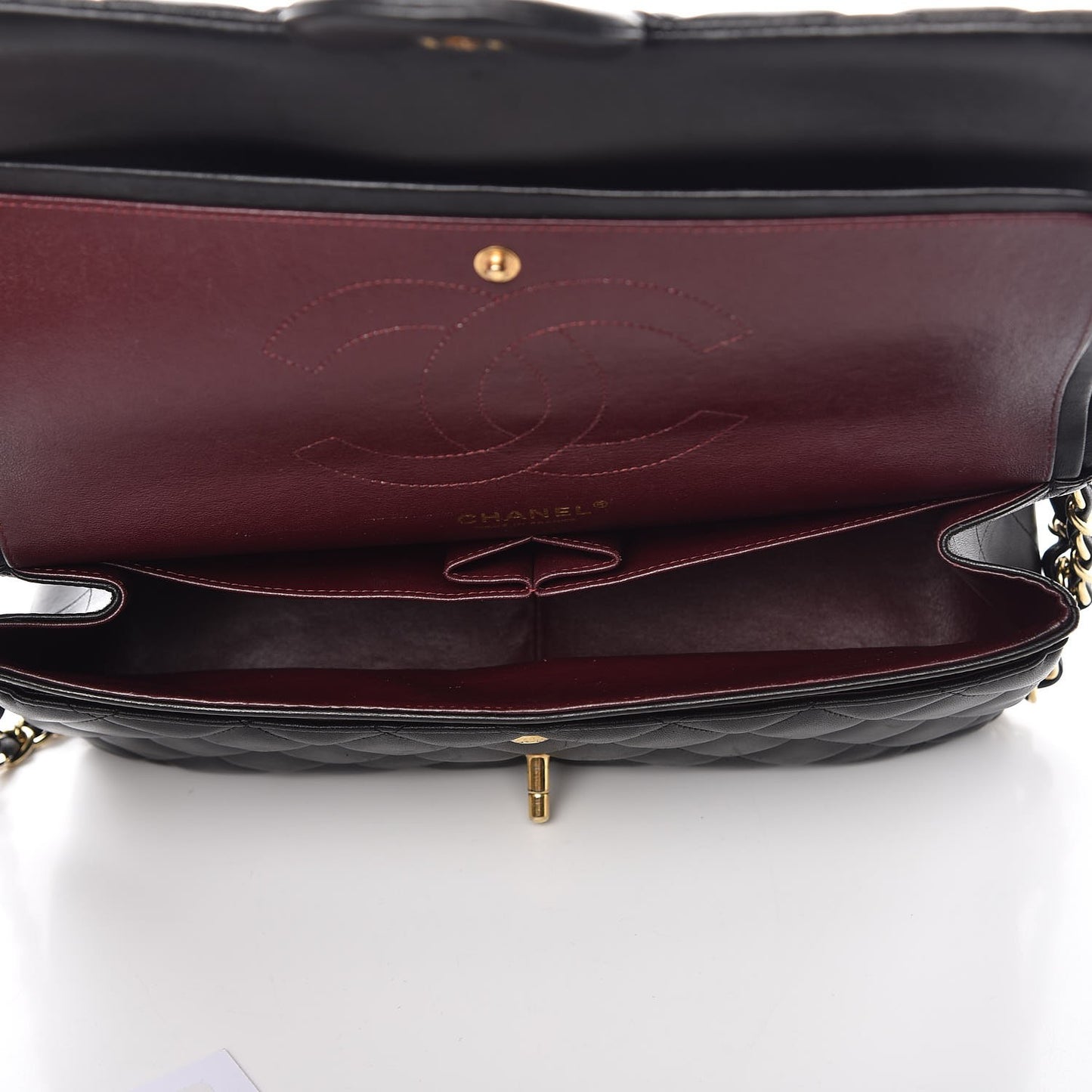 Lambskin Quilted Jumbo Double Flap Black