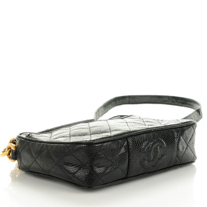 Chanel Lizard Quilted Small Tassel Camera Case Black 4 of 10