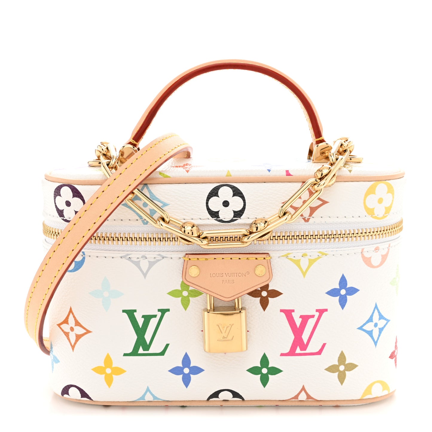 LV x TM Monogram Multicolor Vanity Chain Pouch White