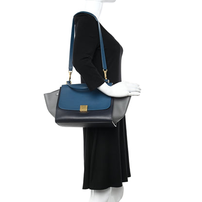 Celine Elephant Calfskin Small Tri-Color Trapeze Indigo 2 of 15