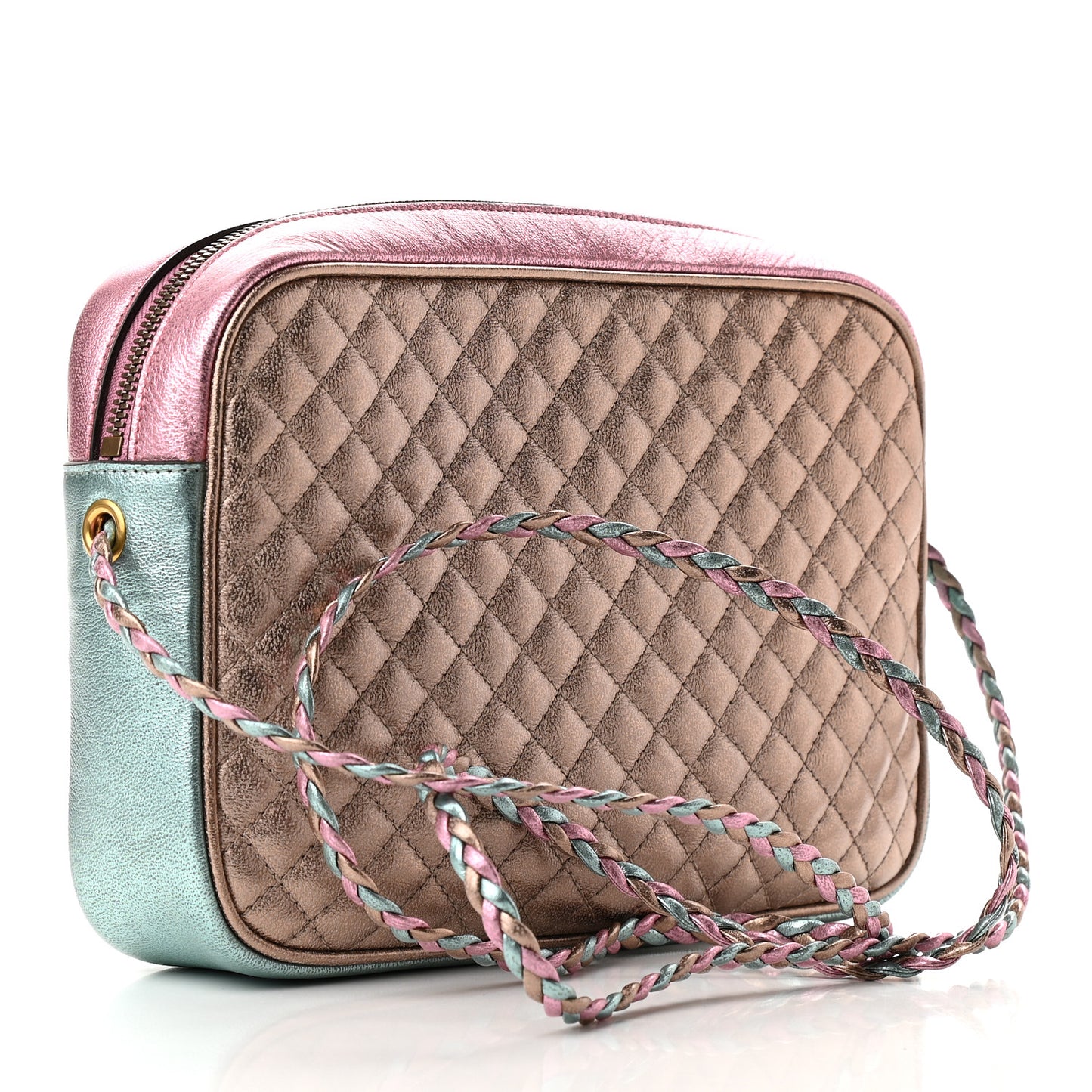 Laminated Nappa Trapuntata Small Zumi Shoulder Bag Rosa Lago Rame