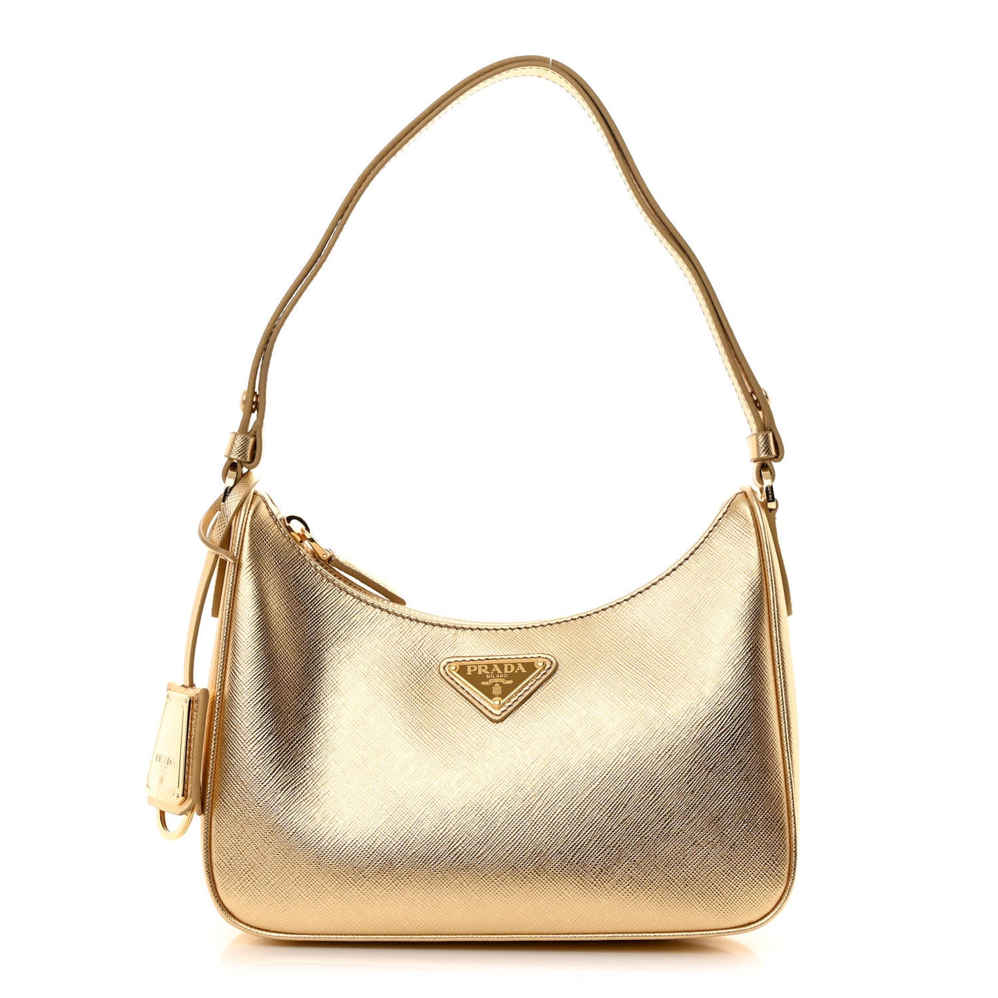 Saffiano Lux Mini Re-Edition Shoulder Bag Platino