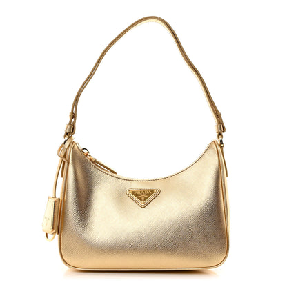 Prada Saffiano Lux Mini Re-Edition Shoulder Bag Platino 1 of 13