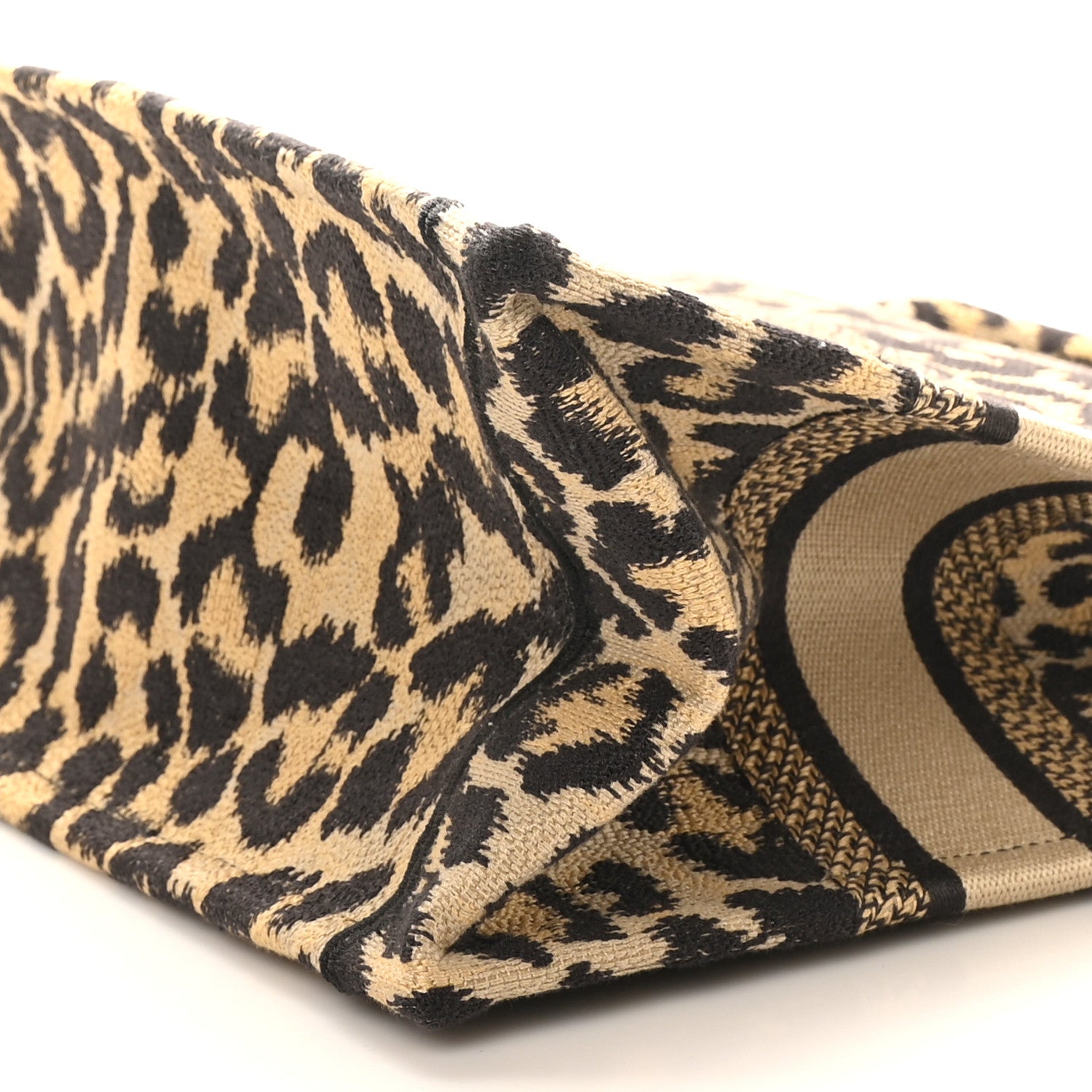 Christian Dior Canvas Mizza Embroidered Small Leopard Book Tote Beige 10 of 10