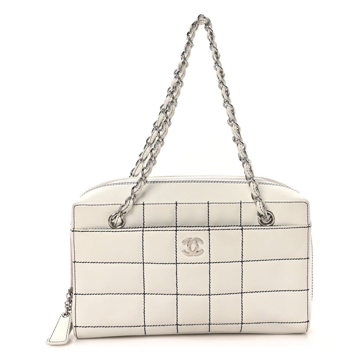 Chanel Lambskin Stitched Chocolate Bar Shoulder Bag White 1 of 10