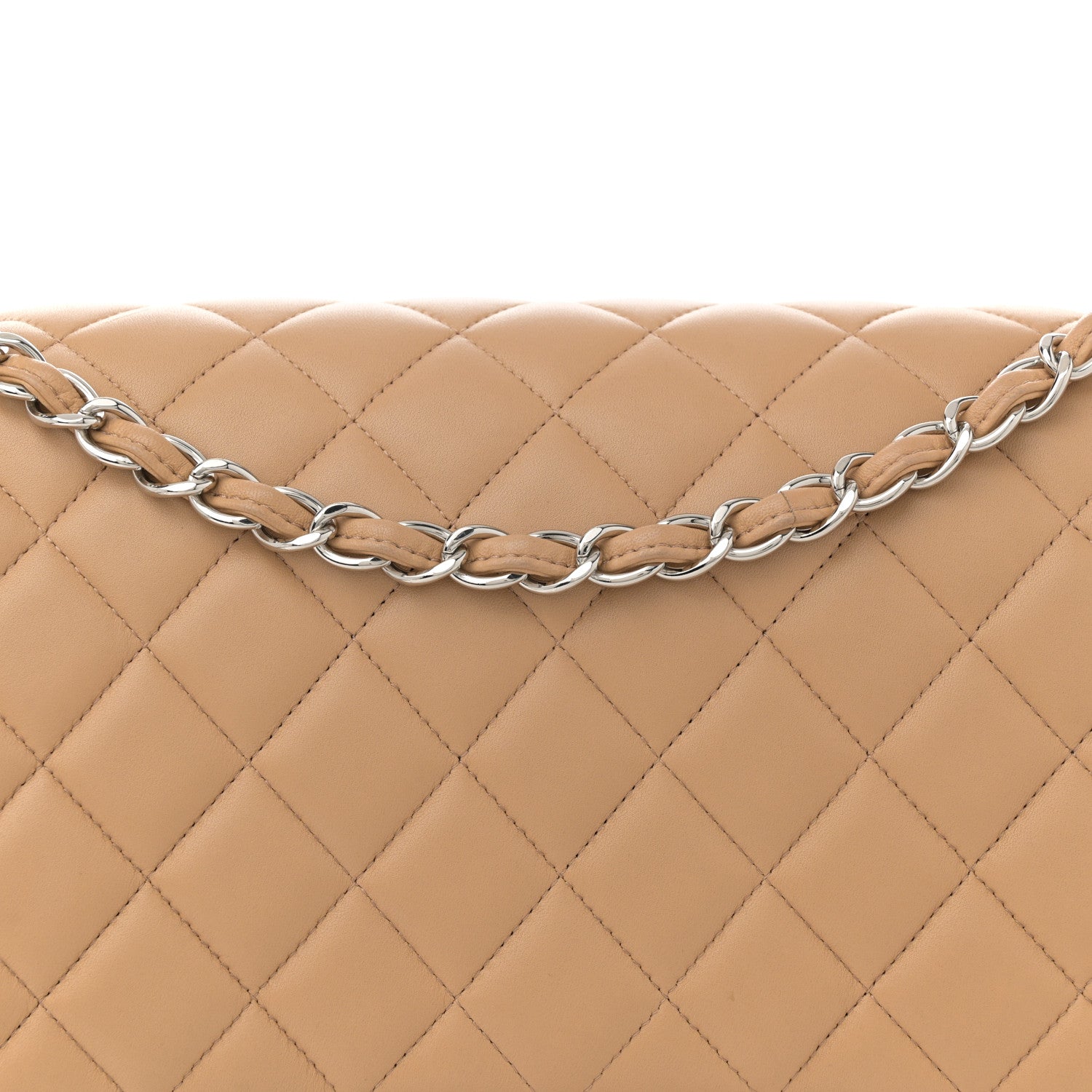 Chanel Lambskin Quilted Maxi Double Flap Beige 8 of 14