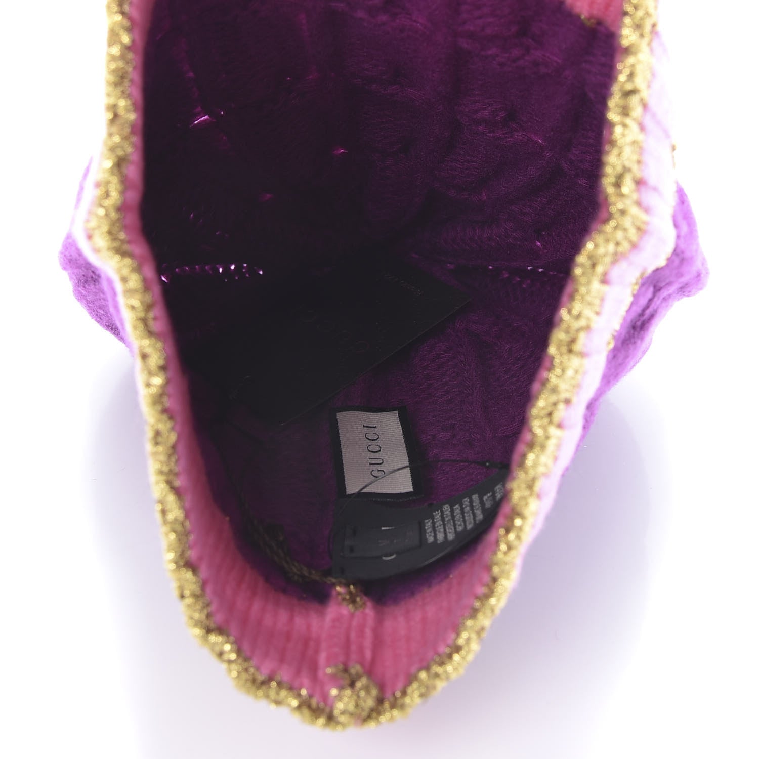 Gucci Wool Cashmere Polyamide Cable Knit Bonhate Beanie Hat M Magenta Pink 4 of 6