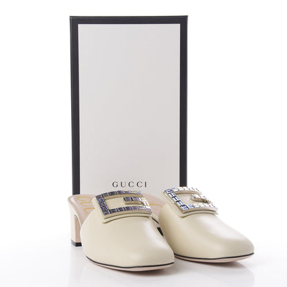 Gucci Malaga Kid Crystal Square G Madelyn Mules 38.5 Vintage White 10 of 10
