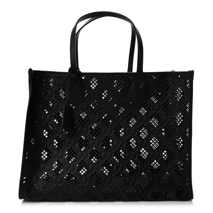 Gucci Calfskin GG Monogram Diamond Cut Medium Ophidia Tote Bag Black 1 of 11