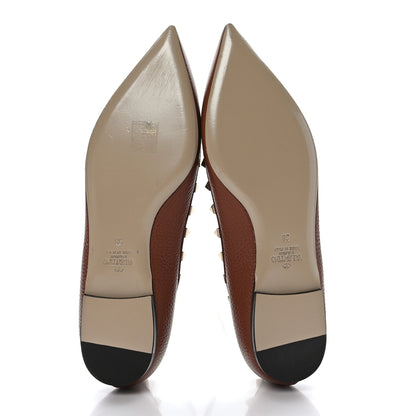 Valentino Garavani Pebbled Calfskin Rockstud Ballerina Flats 38 Bright Cognac 5 of 9