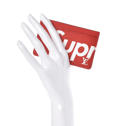 Louis Vuitton X SUPREME Epi Card Holder Red 2 of 8