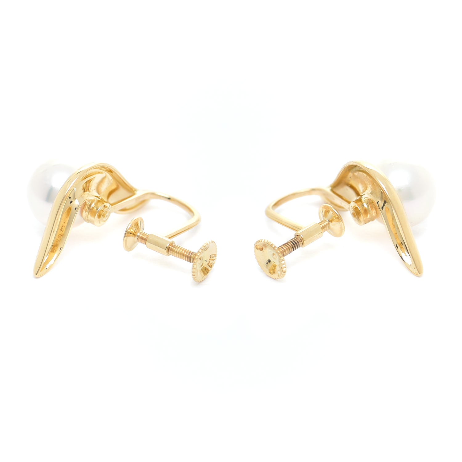 Mikimoto 18K Yellow Gold Akoya Pearl 7mm Screw Back Earrings 4 of 4