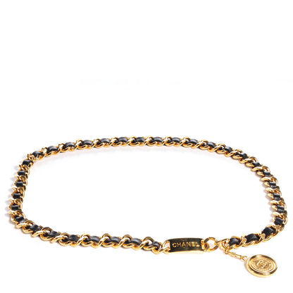 Chanel Leather Gold Chain Link 31 Rue Cambon Medallion Belt Black 1 of 6