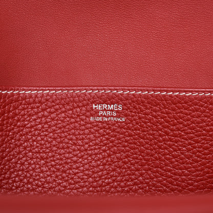 Hermes Taurillon Clemence Halzan 31 GM Rouge Casaque 7 of 10