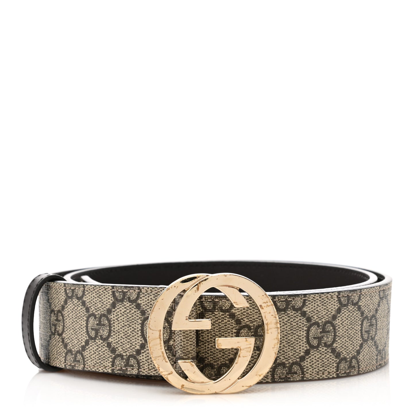 GG Supreme Monogram Interlocking G 37mm Belt 90 36 Beige Ebony Cocoa