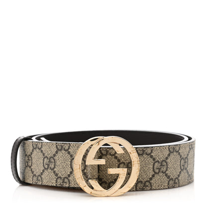 Gucci GG Supreme Monogram Interlocking G 37mm Belt 90 36 Beige Ebony Cocoa 1 of 6