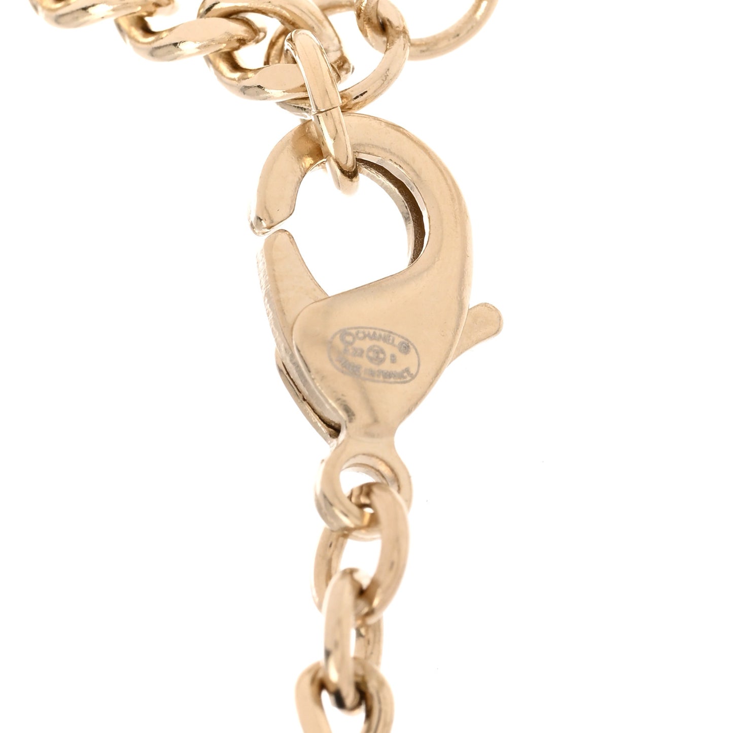Metal Calfskin Crystal Double CC Short Necklace Black Gold