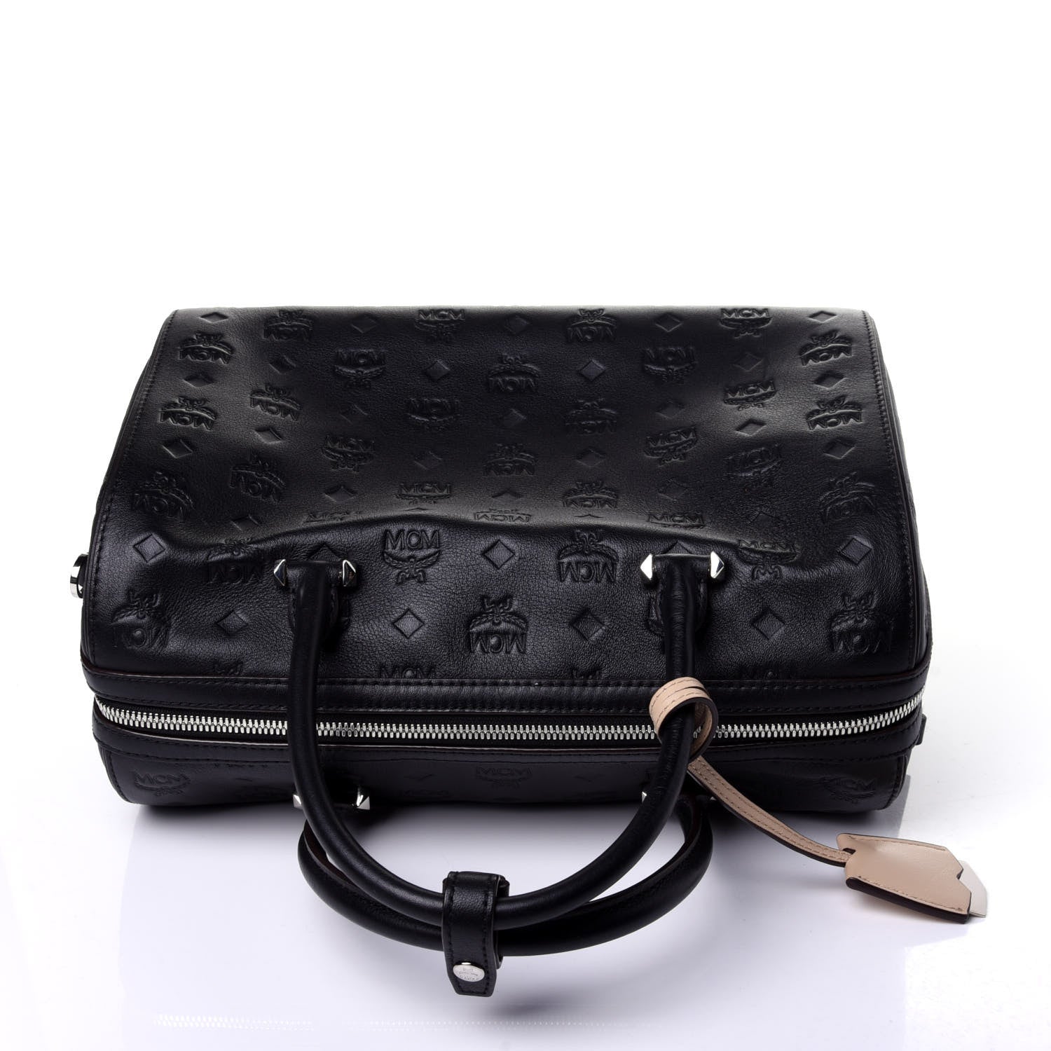 MCM Calfskin Ottomar Monogram Essential Boston Bag Black 10 of 11