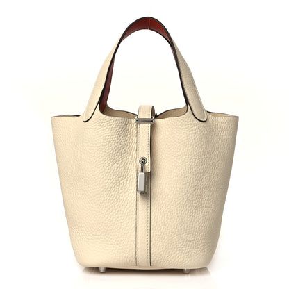 Hermes Taurillon Clemence Swift Eclat Picotin Lock 18 PM Nata Terre Battue 1 of 10