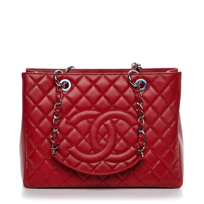 Chanel Caviar Quilted Grand Shopping Tote GST Red 1 of 7