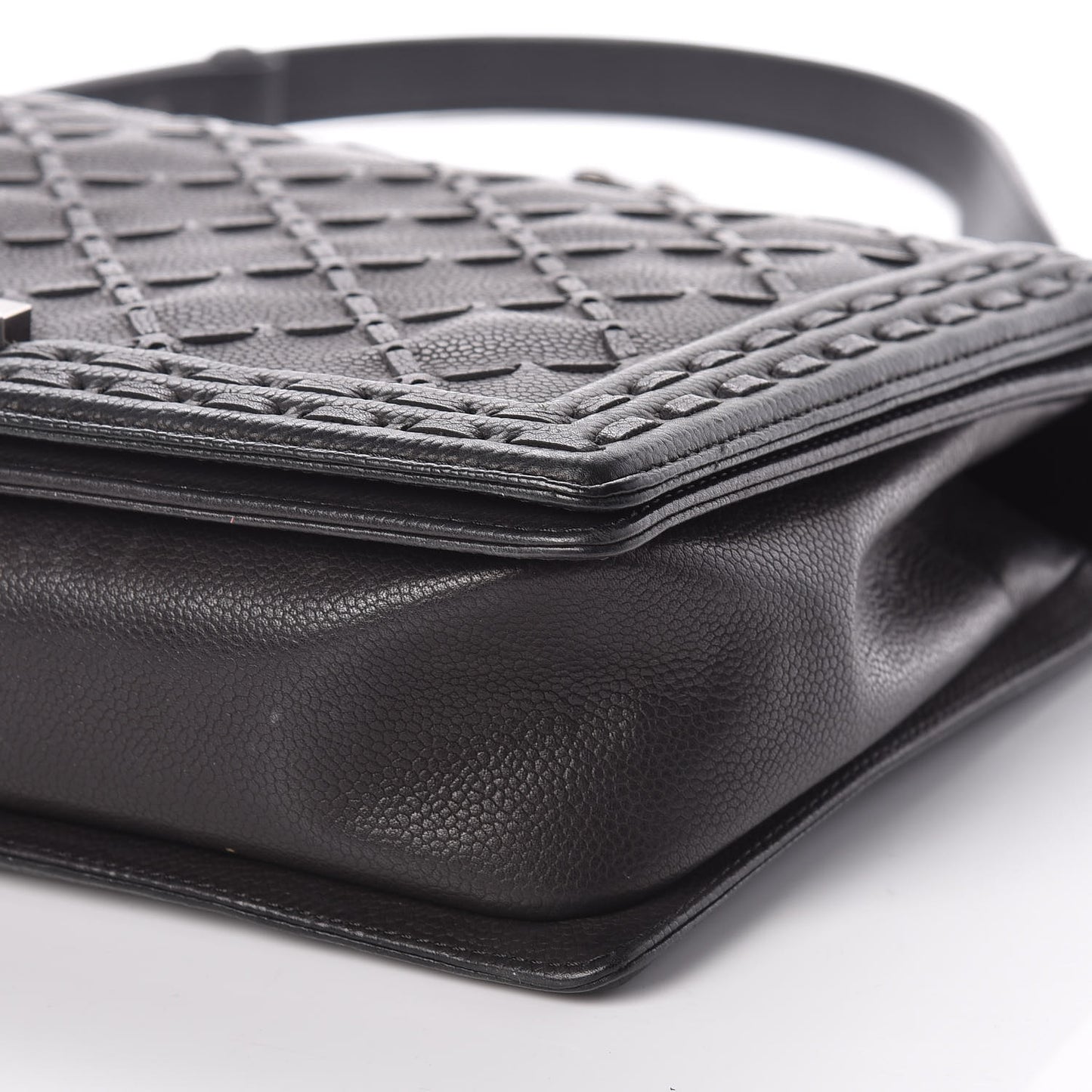 Caviar Stitched Large Boy Flap Black