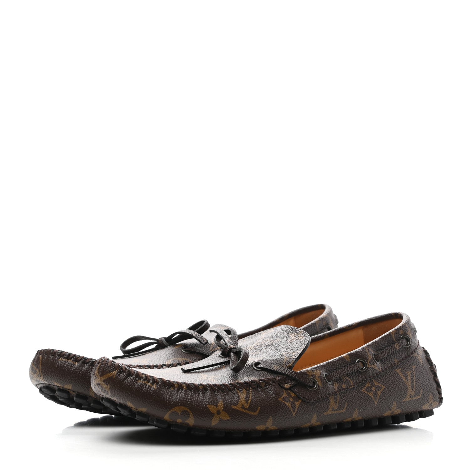 Louis Vuitton Monogram Mens Arizona Car Shoe Moccasin Loafers 8 Macassar 3 of 9