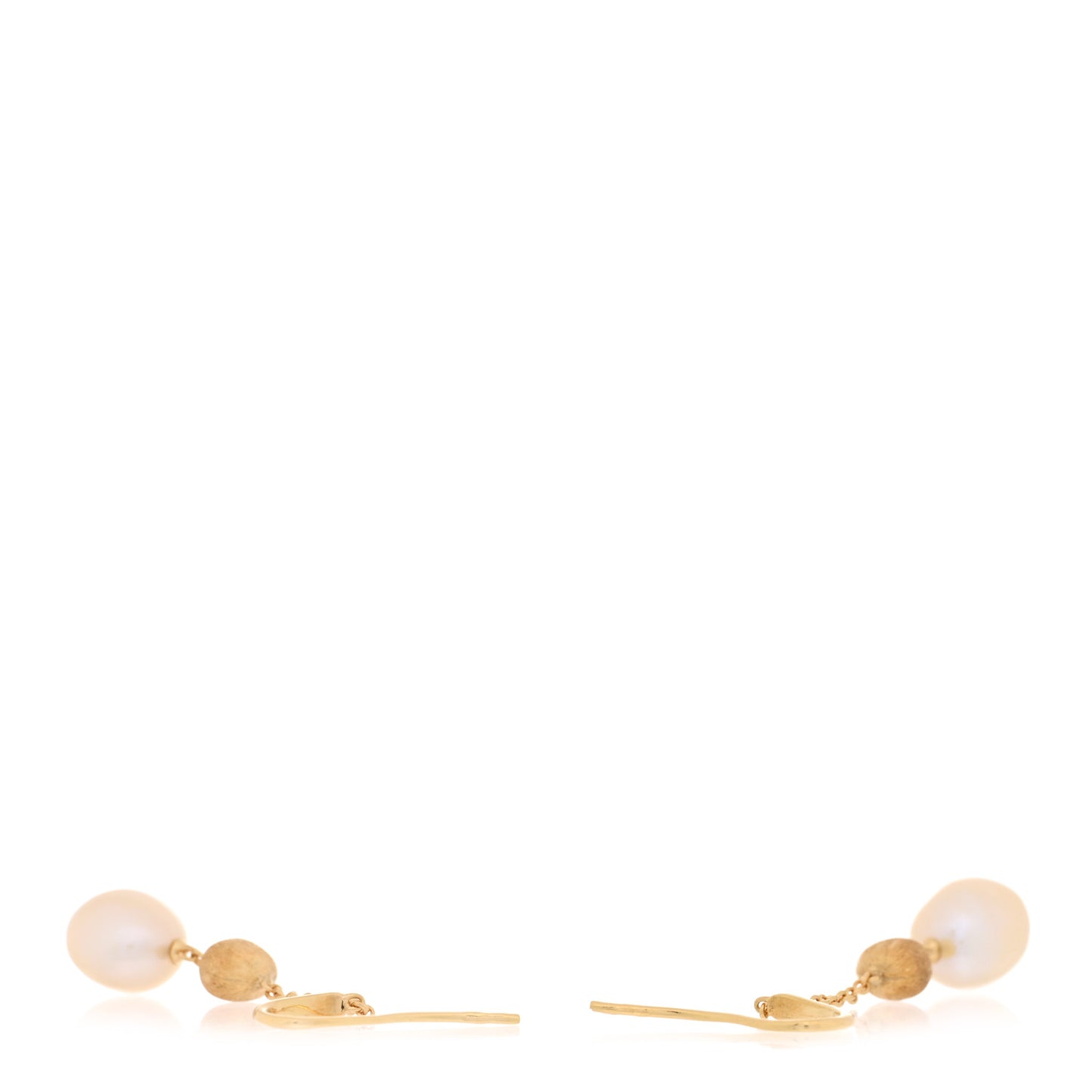 18K Yellow Gold Cultured Pearl Drop Earrings