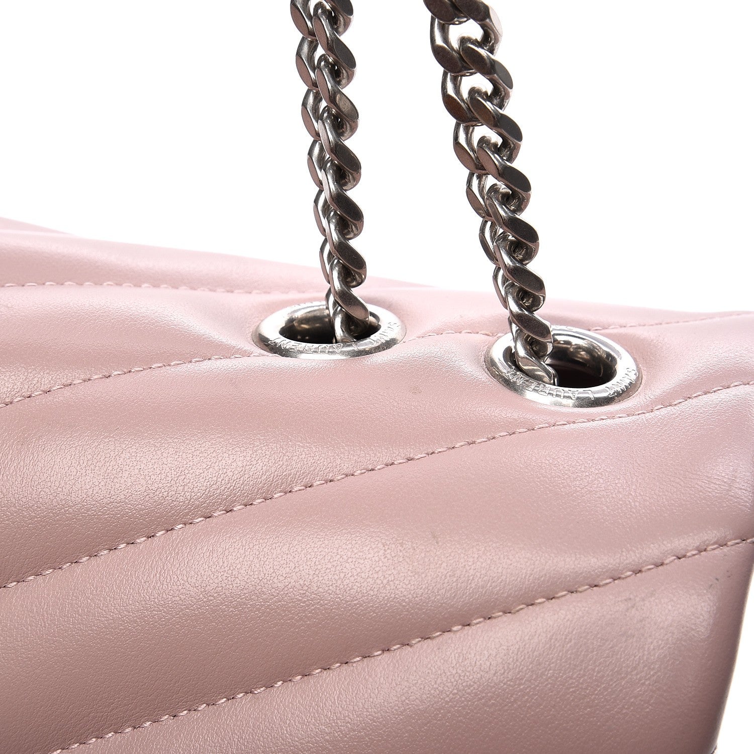 Saint Laurent Calfskin Y Quilted Monogram Medium Loulou Chain Satchel Rose Antic 10 of 15